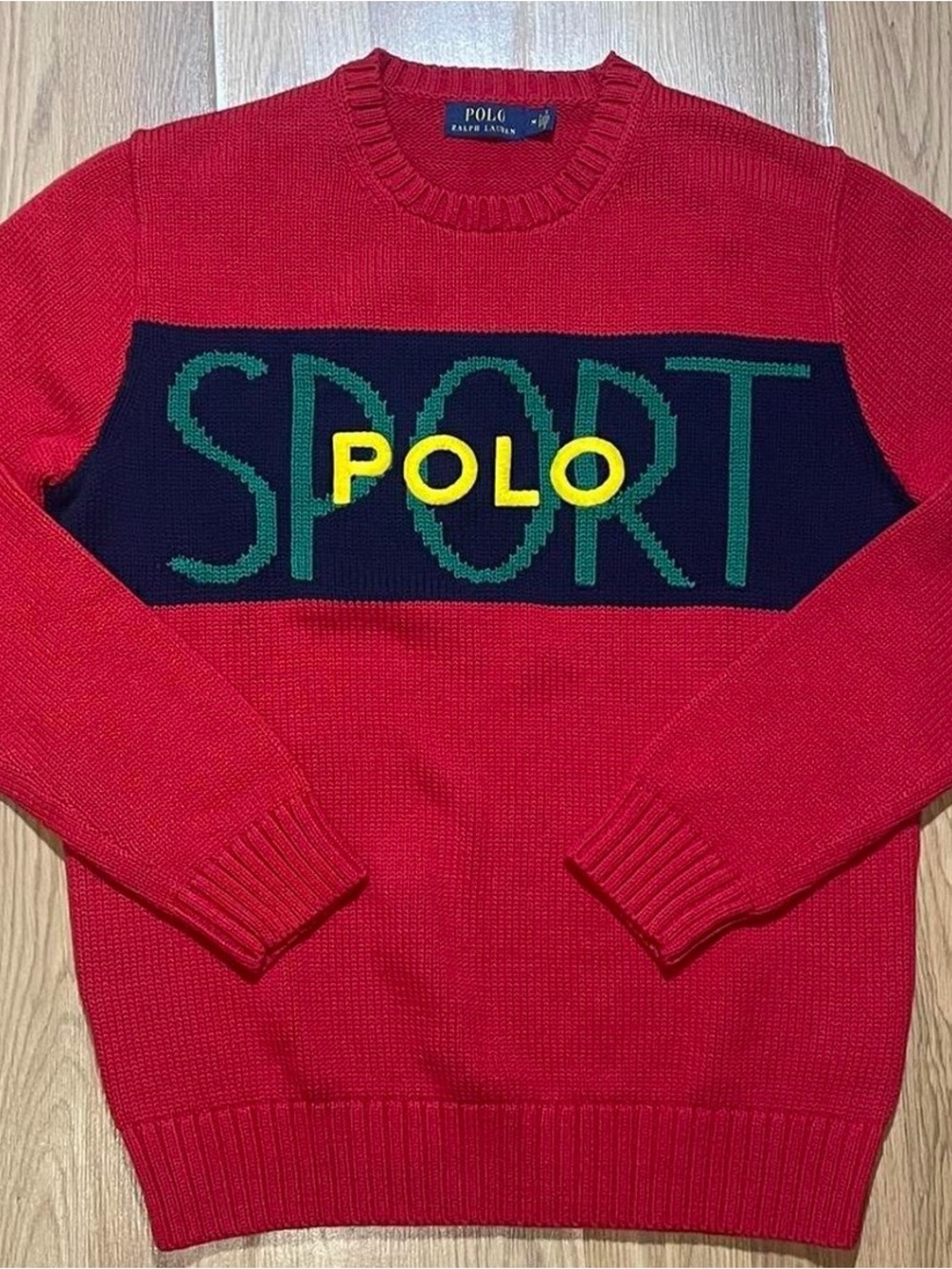 Polo Ralph Lauren Red 'Sport' Knit Crewneck Sweater Mens Medium